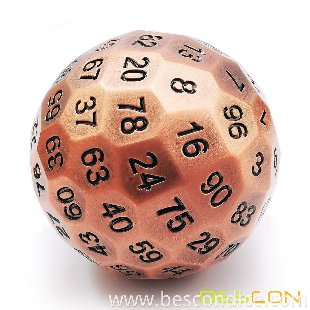 Jumbo Solid Metal D100 Dice 50mm 4